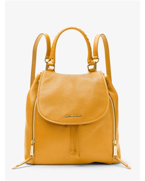 michael kors viv large leather backpack marigold|Michael Kors Backpack beige.